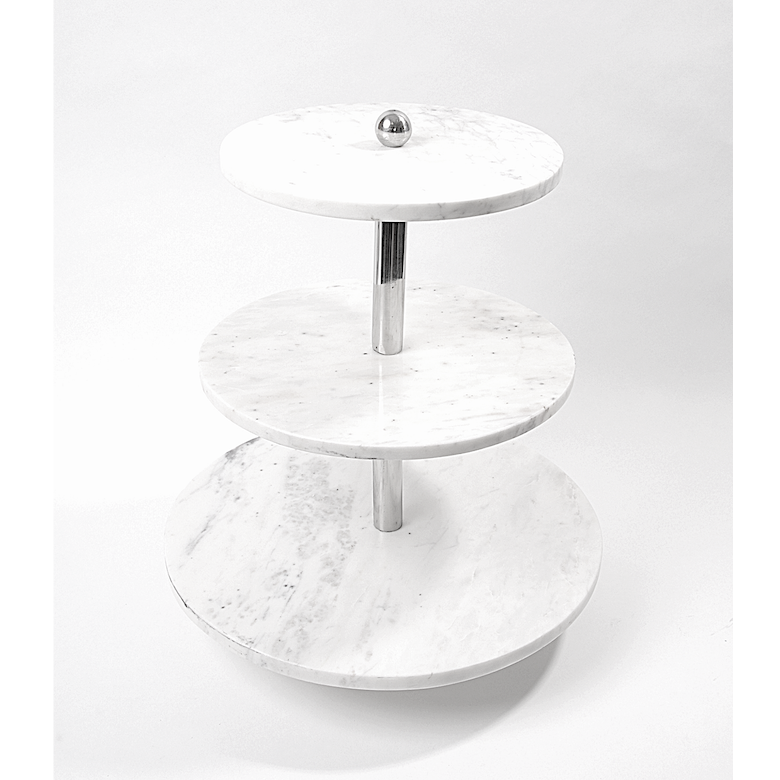 3 TIERED CAKE STAND, White Marble