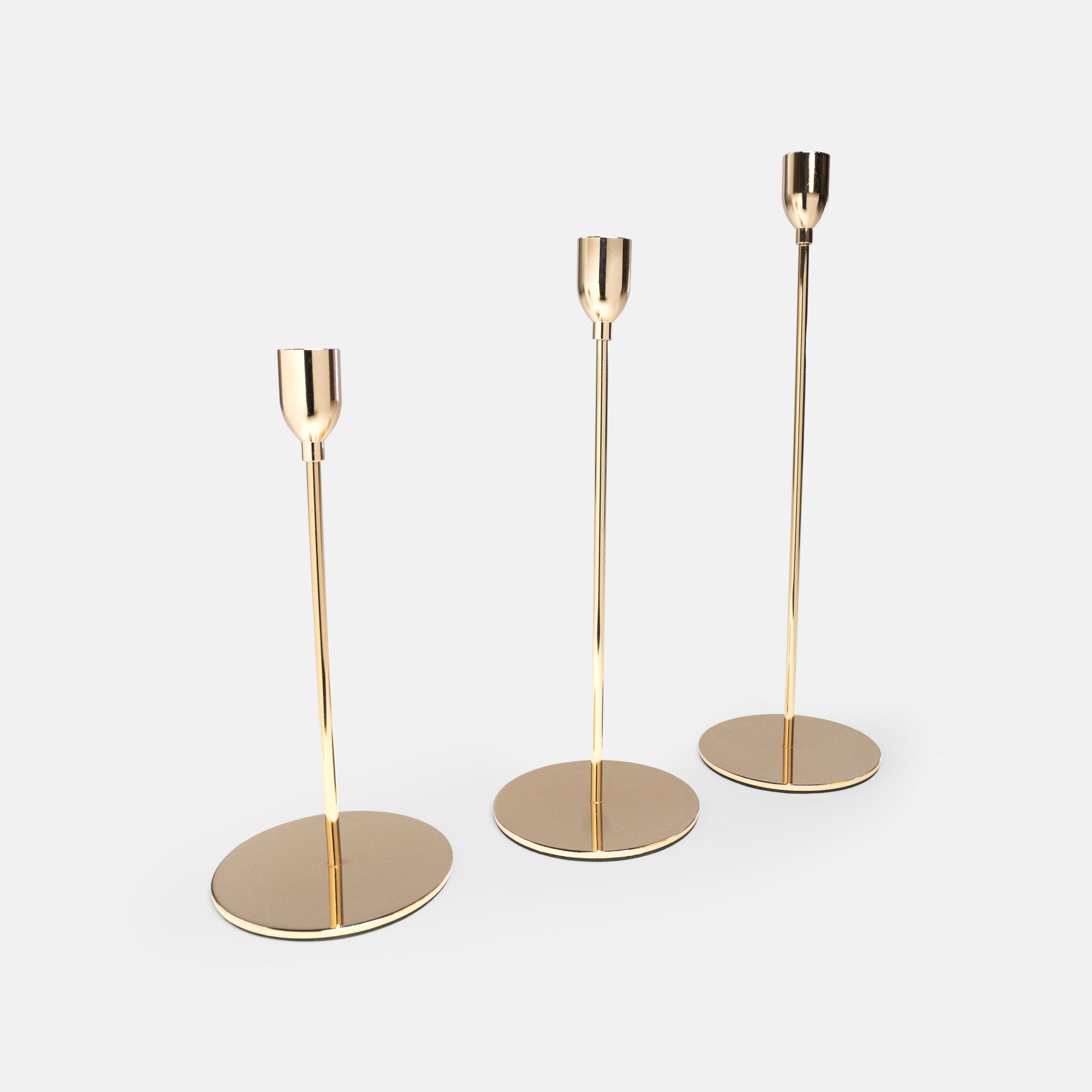 1. TRIO Candleholders, Gold